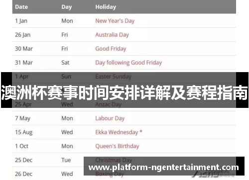 澳洲杯赛事时间安排详解及赛程指南 澳洲杯赛事时间安排详解及赛程指南
